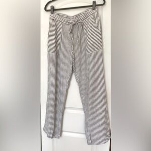 Laundry by Shelli Segal Linen Blend Navy Stripe Pants- Size 4